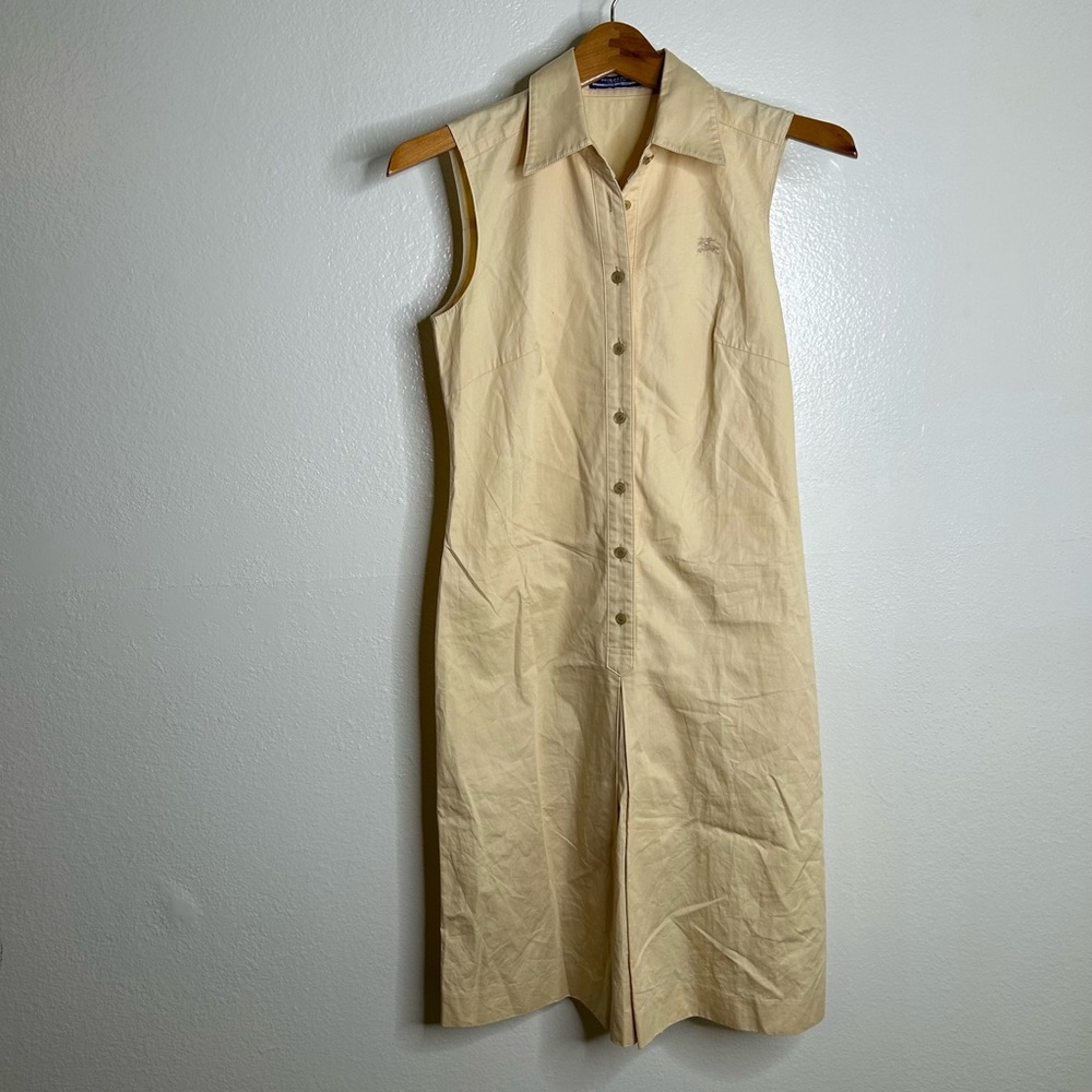 Burberry London Blue Label Tan Neutral Button Down Collared Dress Logo Size 38/8 - Picture 3 of 13